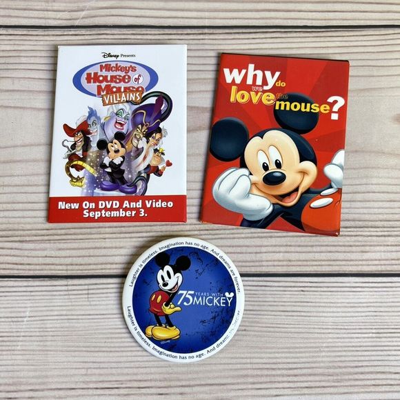VTG Movie Release Promo Button Pin Lot 22 Mixed 90s Disney Mickey Monsters DVD - Picture 4 of 12